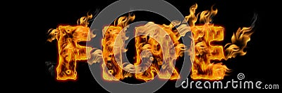 The Word Fire Written with Fire Stock Photo