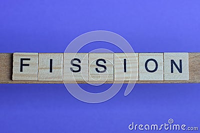 word fission made from wooden gray letters Stock Photo