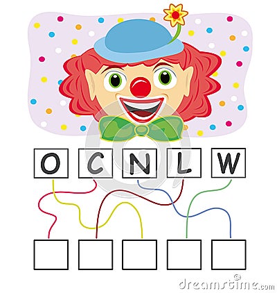 Word game with clown Stock Photo