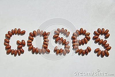 The word Gases laid out from beans Stock Photo