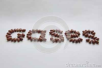 The word Gases laid out from beans Stock Photo