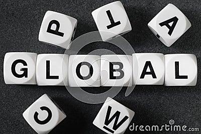 Word global on toy cubes Stock Photo
