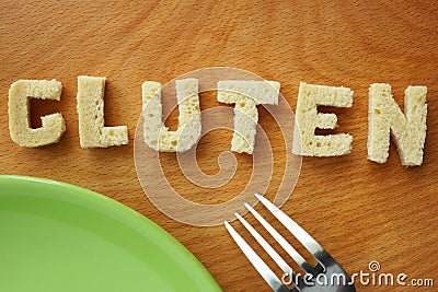 Word gluten from bread Stock Photo