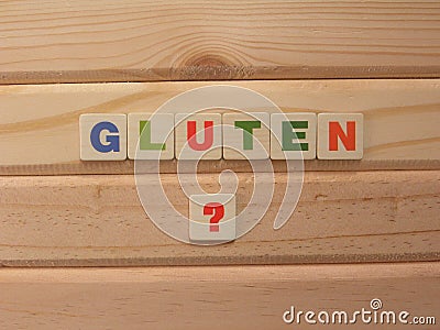 Word Gluten with question mark Stock Photo