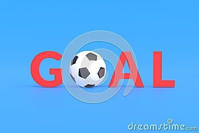 Word goal with soccer ball on blue background Stock Photo