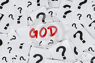 Word of God With Question Marks Stock Photo