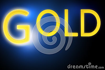 Word gold on blue Stock Photo