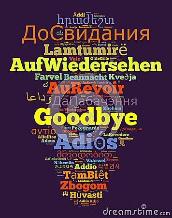 Word Goodbye in different languages Stock Photo