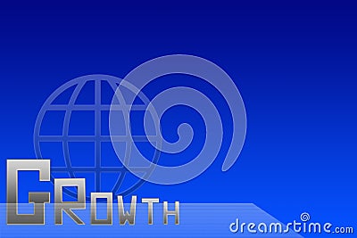 The word growth with big letter g on blue background Stock Photo