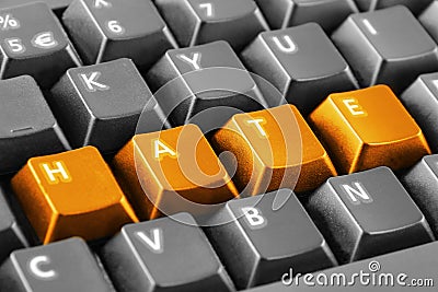 Word hate written with keyboard buttons Stock Photo