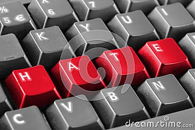 Word hate written with keyboard buttons Stock Photo