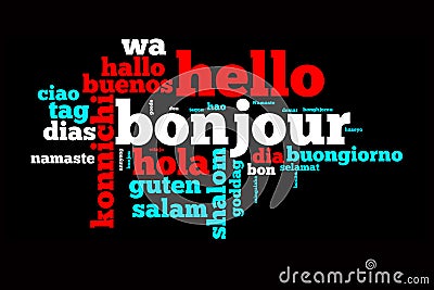 Word Hello translated in many languages Stock Photo