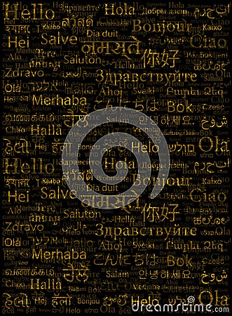 The word Hello written with the different world languages Stock Photo