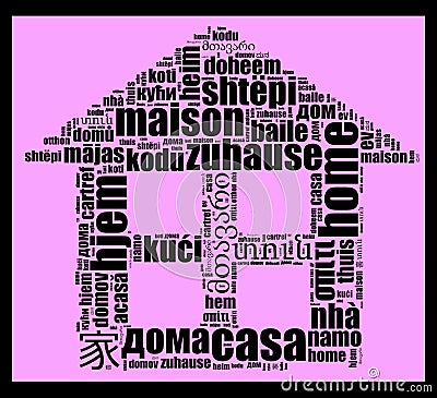 Word Home in different languages Stock Photo