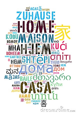 Word Home in different languages Stock Photo