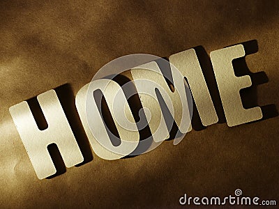 The word Home on paper background Stock Photo