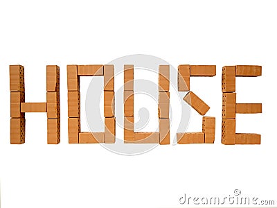 Word house mini brick_front Stock Photo