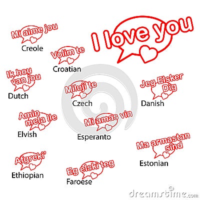 Word i love you in different languages, love concept Vector Illustration