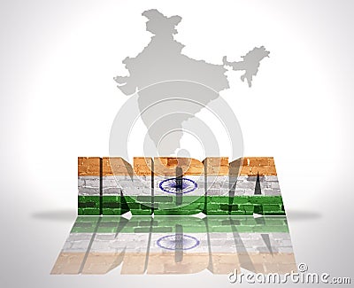 Word India on a map background Stock Photo