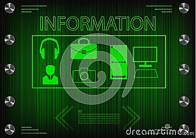 Word `information` on a green background Vector Illustration