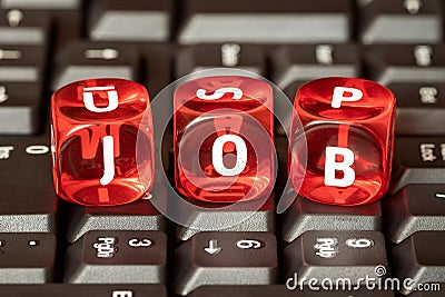 Word JOB on red toy cubes Stock Photo