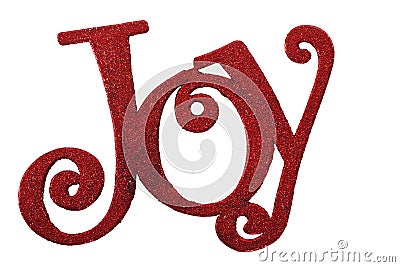 The Word Joy in red glitter Stock Photo