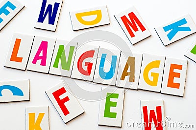 Word language made of colorful letters Stock Photo
