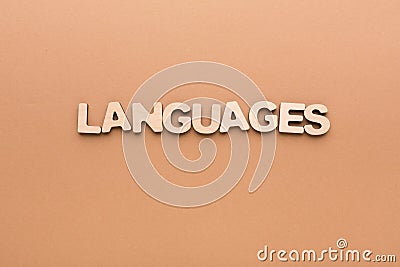 Word Languages with pile of english letters Stock Photo
