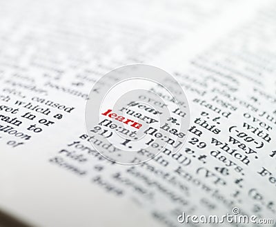 The word 'learn' highlighted Stock Photo