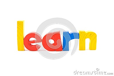 Word learn in wooden letters Stock Photo