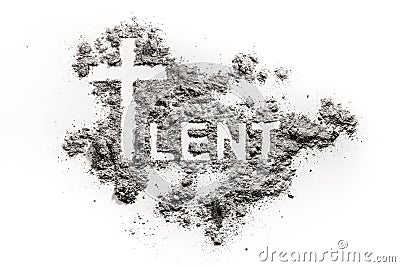 Word lent and christian cross symbol drawing Stock Photo