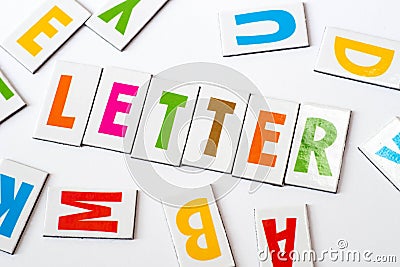 Word letter made of colorful letters Stock Photo