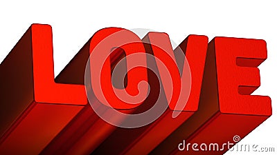 Word Love in 3D In Red on White Background Stock Photo