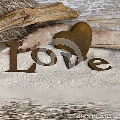 Word love and heart Stock Photo