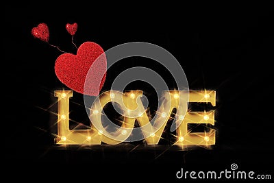 Word Love in Lighted Marquee Letters Stock Photo