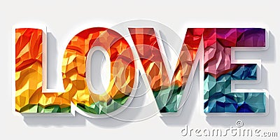 The word love is made of multicolored paper Stock Photo