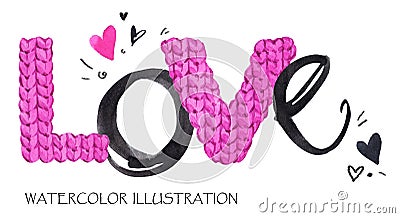 Word Love. Romantic lettering. Hand drawn text background with love word. Valentines day card. Stock Photo