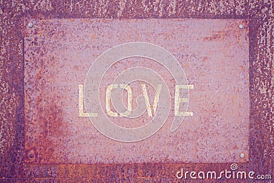 Word love rusty Stock Photo