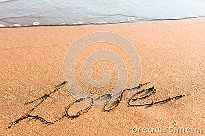 Word LOVE on sand Stock Photo