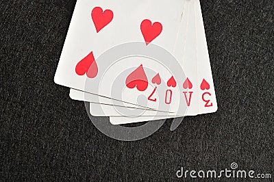 The word love spelled with playing cards Stock Photo