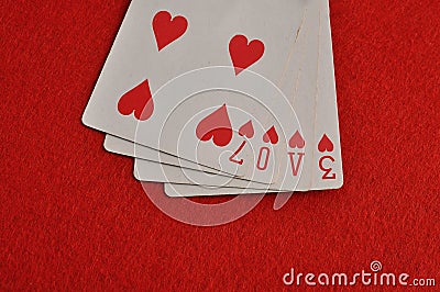 The word love spelled with playing cards Stock Photo