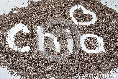 Word made from chia seeds Stock Photo