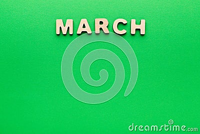 Word March on green background Stock Photo