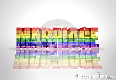 Word Marriage with Rainbow Gay Flag Stock Photo