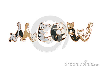 Word MEOW of cats Vector Illustration