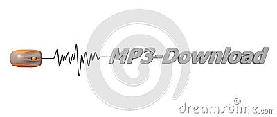 Word MP3 Download with Orange Mouse Stock Photo