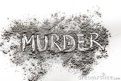 Word Murder written in ash Stock Photo