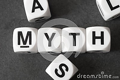 Word myth on toy cubes Stock Photo