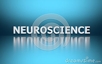 Word Neuroscience on blue background Cartoon Illustration