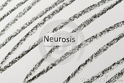 A word neurosis on a charcoal anxiety background Stock Photo